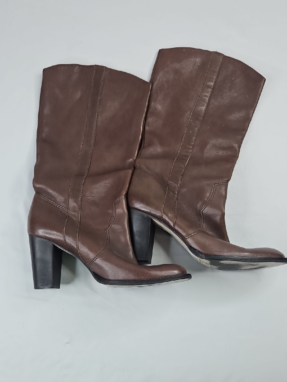 Michael Kors Brown Mid-Calf Leather Heeled Riding Boots Size 9.5